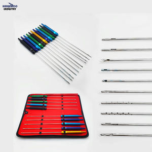 HAREEMCO INDUSTRY HI-1218 Ensemble de canules lipo manuelles de marque personnalisée 11 pièces Poignée de couleur personnalisée 25cmx4mm Canules certifiées CCC - Product Image 1