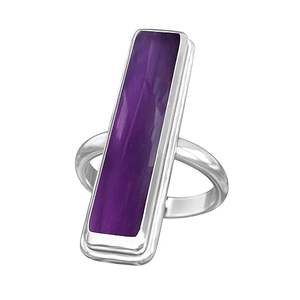 Anillo de mujer de amatista azul 925 plata esterlina rectángulo piedra preciosa Natural hecho a mano boda/fiesta joyería de dedo de moda para mujer - Product Image 1