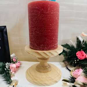 Traditional Artisan Wooden Candlestick Holder High-quality Embossing Printing Decorative <b>Candle</b> <b>Stand</b> for Puja Home Decor - Product Image 2