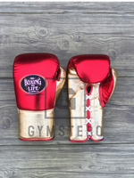 Guantes de Boxeo GYMSTERO Personalizados de Alta Calidad, Cuero Genuino, Dedos Completos, Ajustables con Cierre de Velcro y Cordones en la Muñeca, para Artes Marciales