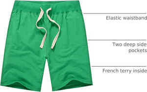 Shorts en molleton de coton pour hommes, texture douce, taille élastique, décontracté, été, détente, vêtements de sport - Product Image 6