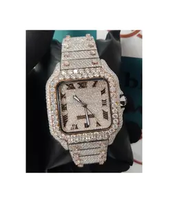 Brand Moissanite Diamond Watches Light Jewelry Beautiful Bussdown Luxury VVS Hand Setting Men 2024 Fashion Watches Male Round