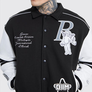 Bombardero de béisbol personalizado universitario para hombre con bordado de chenilla de alta calidad OEM Letterman Crop Applique Jersey Boxy Fit Winter Stand - Product Image 3