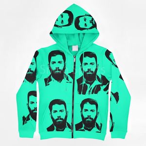 Sudadera con Capucha de Alta Calidad para Hombre, Transpirable, con Estampado Asali, Cierre de Cremallera, Felpa Gruesa, Corte Regular - Product Image 1