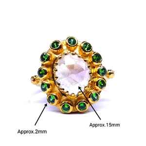 925 Sterling Silver Green Topaz <b>Ring</b> Gold Plated <b>Moon</b> <b>Stone</b> Classic Style for Weddings or Parties - Product Image 1