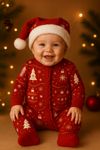 Pelele navideño de algodón para niños pequeños con función de doble cremallera - Product Image 6