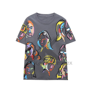 Camisetas bordadas personalizables para mujer-Tela de alta calidad con diseños de bordado personalizados, ideal para ropa informal - Product Image 1