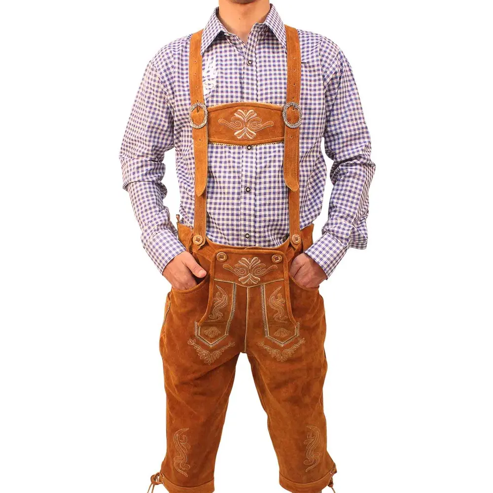 Kostüme Knieband Lederhose Riemen traditionelle bestickte Oktoberfest Bayerische Lederhosen Herren Großhandel Lederhosen