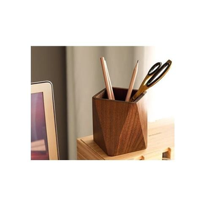 Organisateur de bureau en bois hexagonal empilable et réglable au design charmant et écologique, accessoires modernes et élégants pour stylos et crayons - Product Image 3