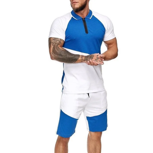 Conjunto de pantalones cortos de algodón orgánico 100% de manga corta de verano para hombres de proveedor de fábrica, patrón sólido de maternidad de secado rápido para hombres - Product Image 1