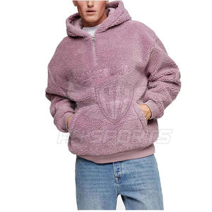 Custom Embroidered Logo Winter Heavy <b>Sherpa</b> <b>Fleece</b> Hoodie for <b>Men</b> Warm Fluffy Fur Cool Design - Product Image 5