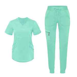 Haut d'infirmière à manches courtes personnalisé Slim Fit Joggers Scrubs Suit Stretch Spa Wear Uniform Spandex Material Hospital Scrubs for Nurses - Product Image 3