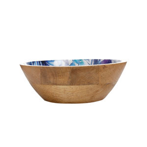 Bol à salade en bois naturel fait main, peinture émaillée, design moderne écologique, marque Star Crafts India pour la maison, la cuisine et les mariages - Product Image 5