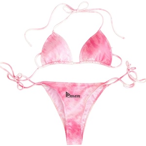 Conjunto de traje de baño de bikini para mujer, traje de baño de dos piezas de tela elástica, ropa de playa cómoda para nadar y vacaciones - Product Image 6