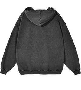 Sweat à capuche OEM personnalisé délavé à l'acide pour la saison hivernale en polyester/coton découpé Motif solide teint uni - Product Image 2