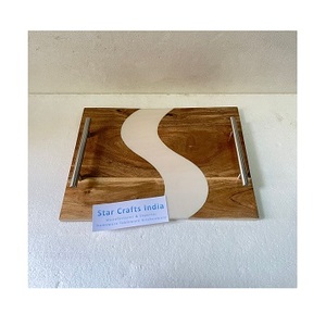 Wholesale Quality Wood & Epoxy Resin Design Serving <b>Tray</b> With Shiny Finishing Tabletop <b>Tray</b> <b>Breakfast</b> <b>Tray</b> for Tableware by SCI - Product Image 6