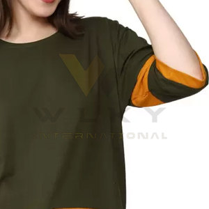Camisetas de mujer de alta calidad de color sólido Camisetas de mujer ajustadas Camisetas de mujer con logotipo personalizado Camisetas de mujer - Product Image 6