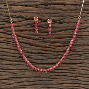 Ensemble de collier solitaire plaqué or avec zircone cubique 427544 Exportateur de bijoux faits à la main en Inde - Product Image 6