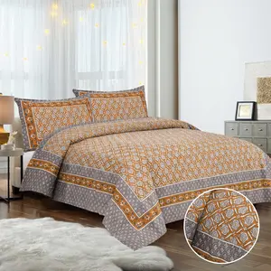 Meilleure offre 2024 draps de lit King Size avec pur coton fait de motifs floraux et deux taies d'oreiller disponibles