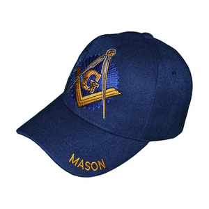 Casquette de baseball Maçonnique Bleue pour Hommes, Chapeau Maçonnique avec Compas et Équerre, Casquettes de Régalia Brodé de Lettres, Chapeaux Hip Hop Personnalisés - Product Image 3