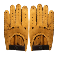 Guantes de Conducción Triton de Cuero, Hechos a Mano, Color Marrón Tostado, Cierre de Broche Cobrax, Perforados, Piel de Cordero Premium, Elásticos, Unisex, para Ciclismo y Actividades al Aire Libre