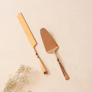 Wholesale Stainless Steel Cake Server, Golden Dessert Spatula & <b>Knife</b> <b>Set</b> for Hotels, Bakeries, Restaurants & Tableware Supplier - Product Image 4