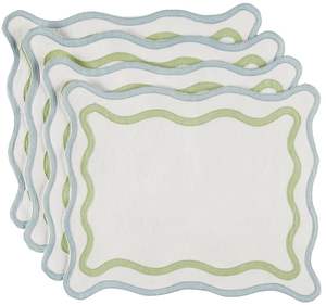 <b>Linen</b> Classic Table <b>Placemats</b> with Fine Embroidery Work for Dining Room Decor Luxury Home Style Elegant Festive Reusable Carton - Product Image 1