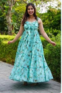 Vestido de algodón estampado con bloque de mano indio, nueva moda, ropa informal de verano con cintura Natural de estilo dulce para regalo de San Valentín - Product Image 2