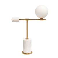 Lampe de table moderne de luxe en métal laiton et marbre, style Mid-Century, finition noire réglable - Modèle METAL WAVE 10168, Décoration intérieure