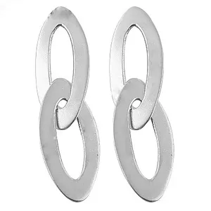 Pendientes de Aro con Colgante Ovalado de Latón Estilo Vintage Plateado para Mujer, Joyería de Moda para Fiesta o Regalo - Product Image 3