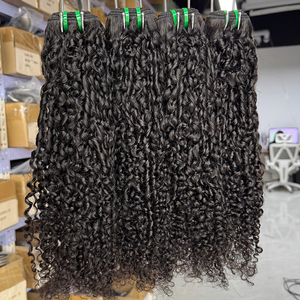 Pixie Curly Virgin Vietnamese Human Hair Bundles Natural Black Short Tight Curls Double Weft Full Ends Extensions <b>Sew</b> Wig Making - Product Image 2