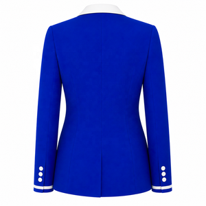Veste de costume homme bleu roi à col en V, simple boutonnage, en polyester/élasthanne, coupe classique, confortable, gaufrée, antistatique - Product Image 3