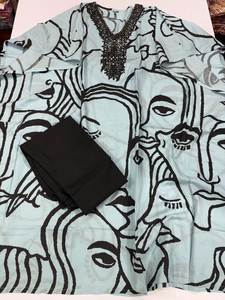 Ensemble caftan élégant en coton avec palazzo pour femmes, tissu léger et confortable, parfait pour l'été, tenue décontractée ou festive - Product Image 5