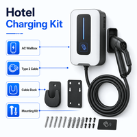 Borne de recharge murale monophasée 7 kW 32 A pour véhicules électriques, Type 2, OCPP, contrôle par application RFID, IP54, usage commercial