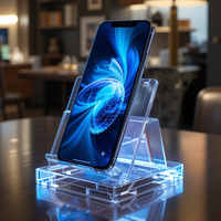 Support de téléphone portable léger et élégant en acrylique transparent, écologique, moderne, pour le commerce de détail, le bureau et la maison