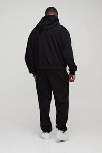 Ensemble de survêtement unisexe streetwear noir personnalisé, pull à capuche et pantalon de survêtement ample à jambe évasée avec logo en strass, vêtements chauds, vente flash - Product Image 3