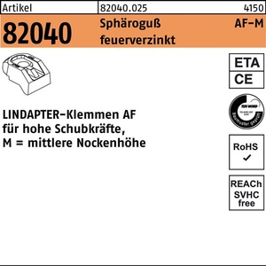 <b>Clamp</b>-Terminal R 82040 MM 12 Spheroidal Graphite Cast Iron Hot-Dip Galvanized 1 Piece LINDAPTER - Product Image 1