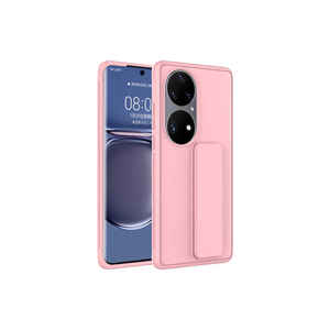 Funda Netzy para Huawei P50 Pro SAFA Qstand con Soporte, Funda de Silicona de Alta Calidad Resistente a Impactos con Cuero de Lujo Color Rosa - Product Image 1
