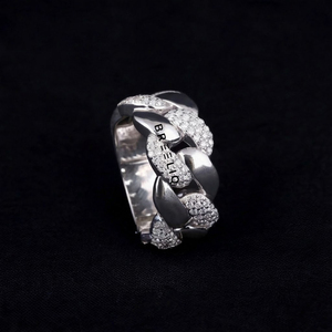 Wholesale 925 Sterling Silver Cuban Link Band <b>Ring</b> Iced Out Moissanite Hip Hop Fine Jewelry for <b>Men</b> Women - Product Image 2