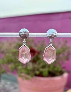 Boucle d'oreille faite à la main en argent sterling 925 Morganite, belle boucle d'oreille pour femme. - Product Image 1