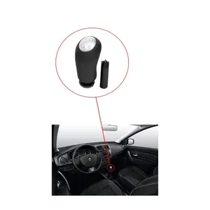 For Dacia Logan 5/6 Speed Chrome <b>Gear</b> Shift Knob Leather <b>Gear</b> <b>Stick</b> 8200379950 - Product Image 2