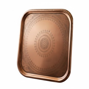 Pure Copper Rectangular Serving <b>Tray</b> Hand Hammered Metal Decorative <b>Tray</b> For Home <b>Kitchen</b> & Hotel Restaurant Use In Best Price - Product Image 4