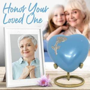 Urna de Corazón Azul-Recuerdo para cenizas humanas con caja negra y soporte-Urna pequeña en forma de corazón-Mini urna de Rosa hecha a mano - Product Image 6