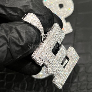 Lujo oro bloque grande letra A-Z diamante colgante declaración Hip-Hop joyería con dijes - Product Image 6