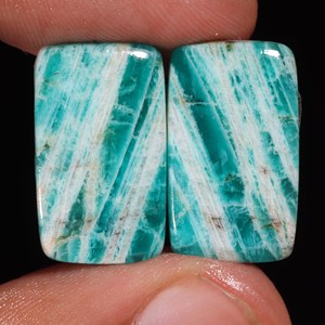 Superbe Amazonite Naturelle de Qualité Supérieure Forme Radiante Cabochon Paire de Pierres Précieuses en Vrac Fabrication de Bijoux Prêt à Expédier Prix de Gros - Product Image 4