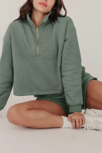 Media cremallera Unisex Lulu cuello alto manga larga sudadera suelta pulóver algodón invierno entrenamiento cordón - Product Image 4