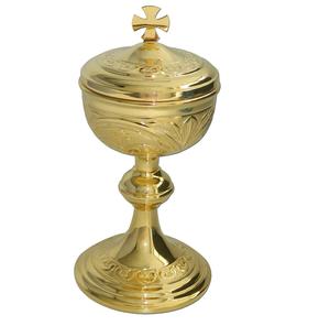 Cáliz de iglesia de latón puro pulido con espejo respetuoso con el medio ambiente con patena grabado personalizado último ciborio religioso italiano a bajo costo - Product Image 6