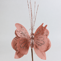Décorations de Noël en tissu en forme de papillon pour sapin, tiges décoratives de papillons, décorations saisonnières pour la maison