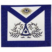Tablier maçonnique Past Master, régalia maçonnique, tablier élégant avec broderie argentée, motif carré sur tissu bleu royal, tablier de loge blanche