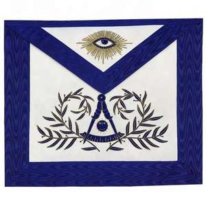 Masonic <b>Apron</b> Past Master Masonic Regalia <b>Apron</b> Elegant Silver Embroidery Square Pattern on Royal Blue Fabric <b>White</b> Lodge <b>APRON</b> - Product Image 2